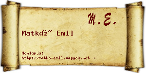 Matkó Emil névjegykártya